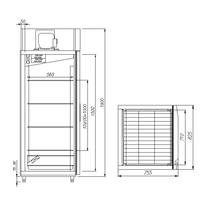 Шкаф холодильный Carboma M700GN-1-G-MHC 0430 (сыр, мясо, колбаса)