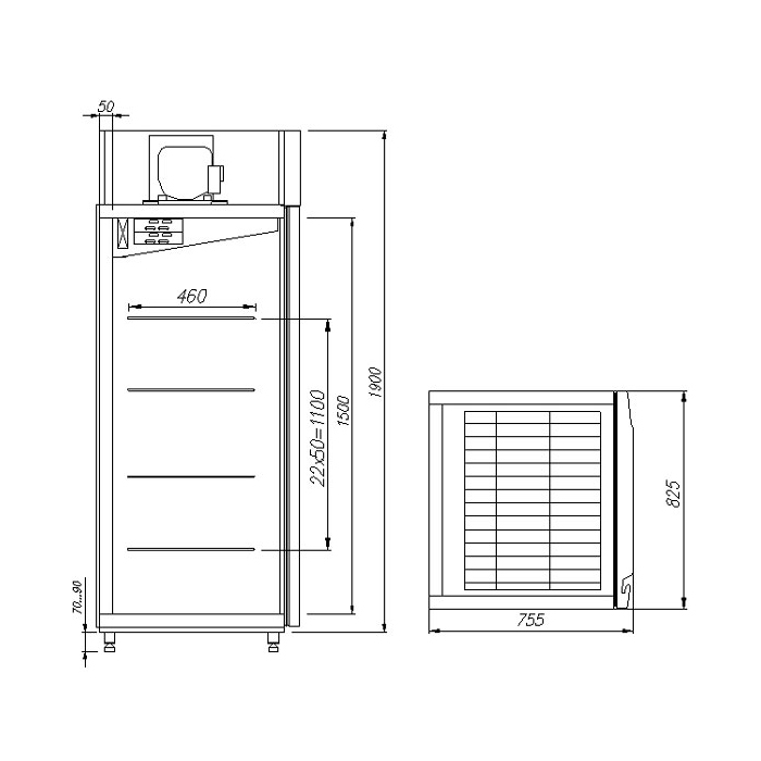 Шкаф холодильный Carboma M700GN-1-G-HHC 0430 (сыр, мясо)