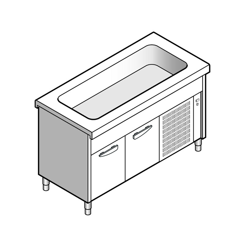 Прилавок EMAINOX 8EAVR 11 8045039 с охлаждаемой ванной на нейтральном шкафу 
